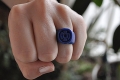 hand sculpted blue lantern ring